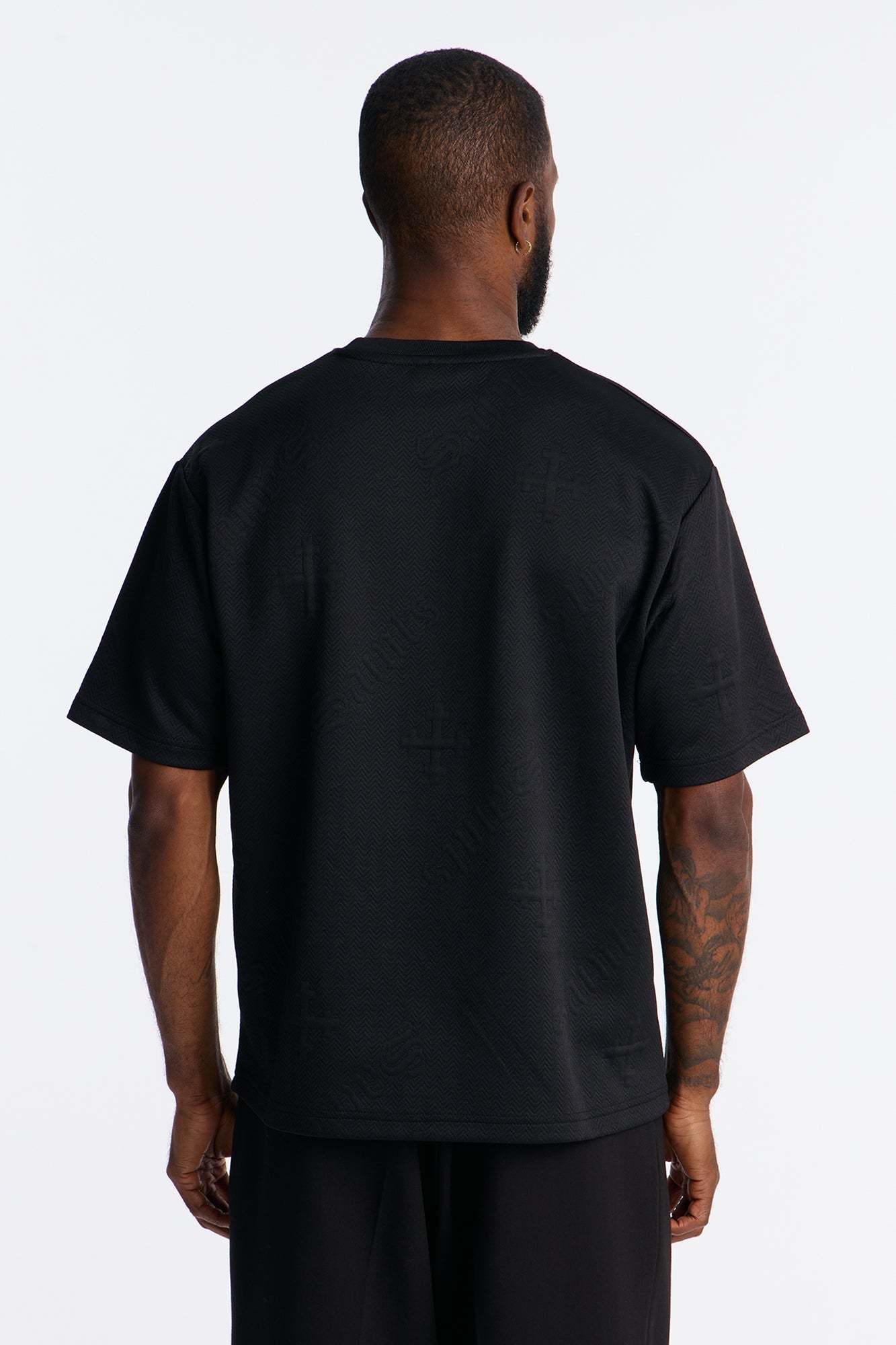 Saints Embossed Crew Tee - Black