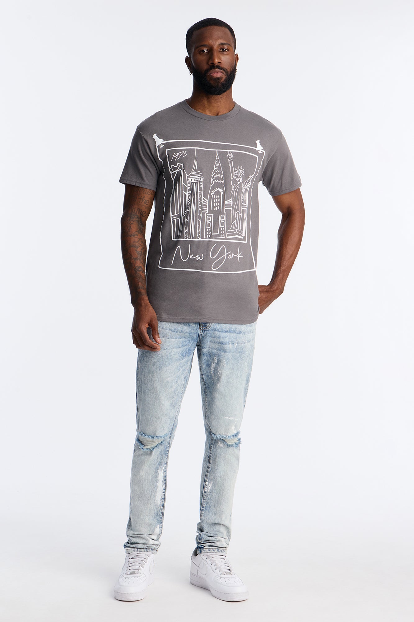 Stacked Skinny Masterpiece Distressed Jean - Light Blue Wash
