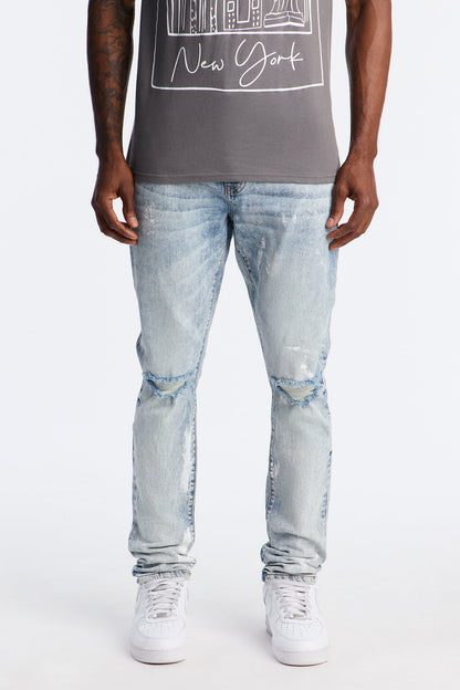 Stacked Skinny Masterpiece Distressed Jean - Light Blue Wash