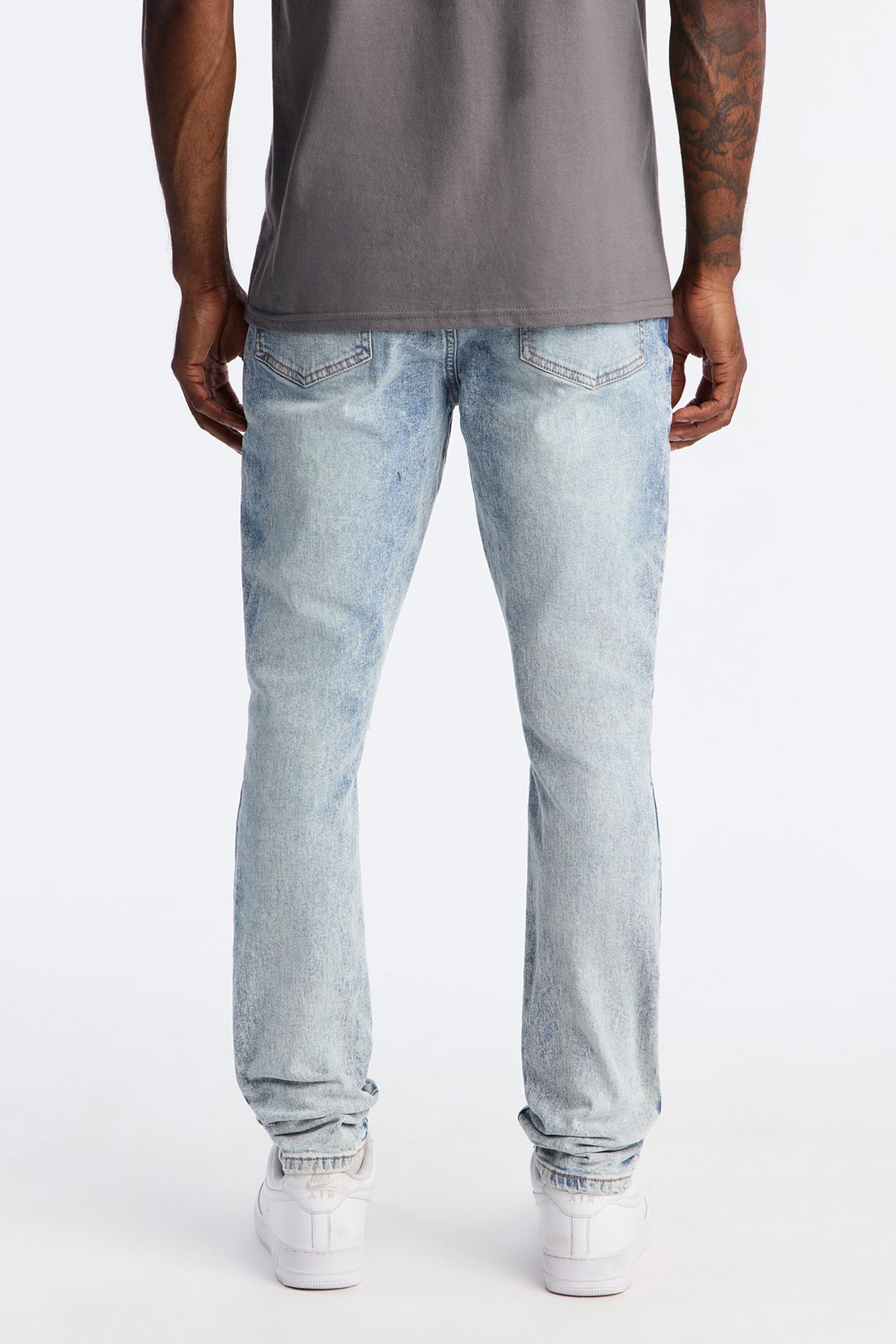 Stacked Skinny Masterpiece Distressed Jean - Light Blue Wash