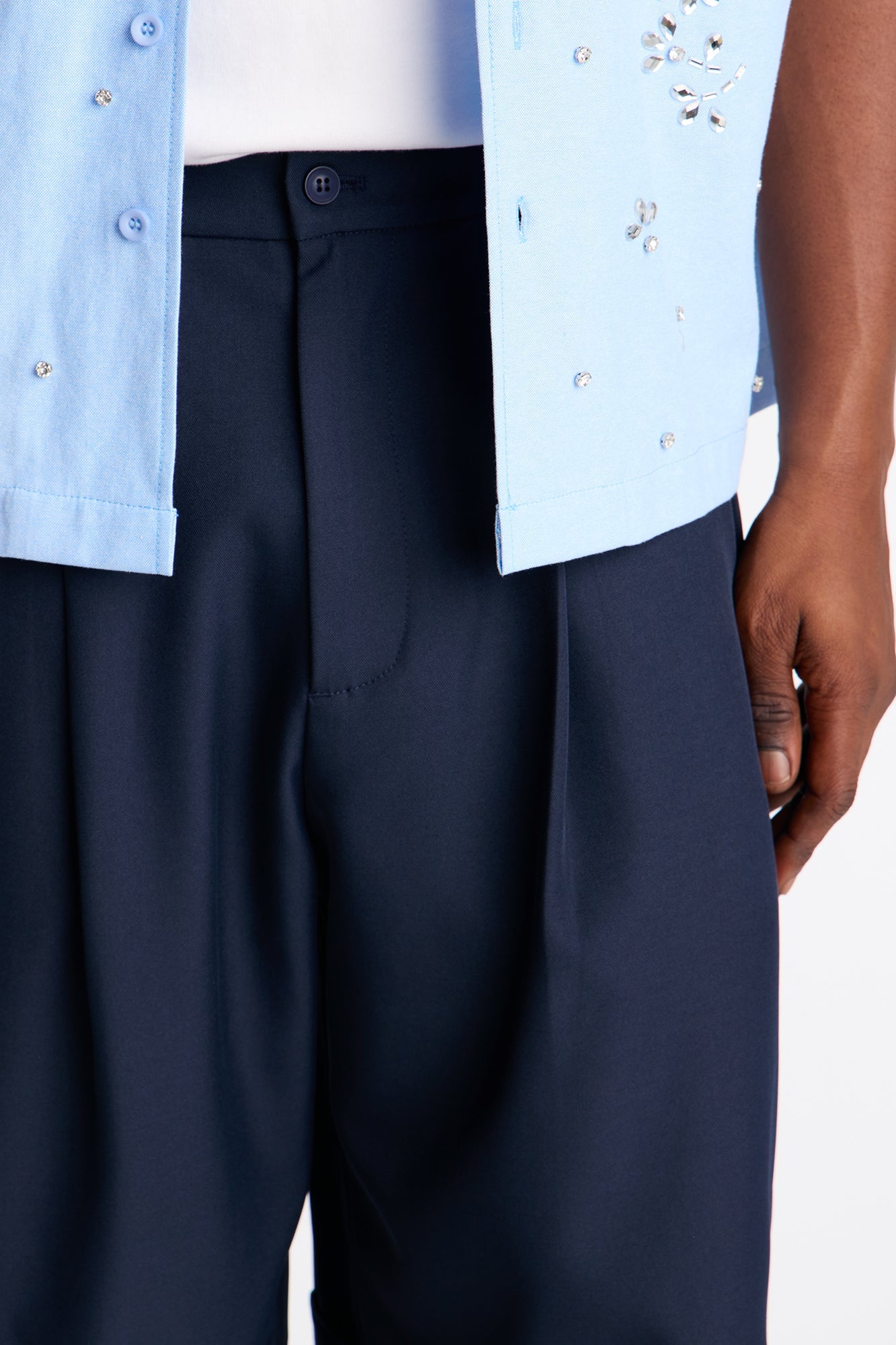 Wide Leg Double Pleated Grammercy Short - Navy