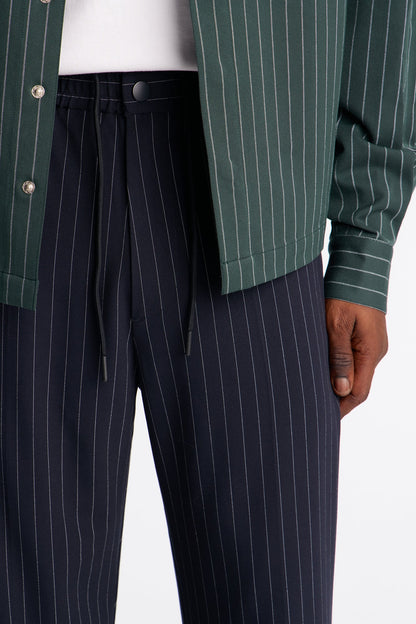 Straight Harlow Pinstripe Drawstring Pant - Navy