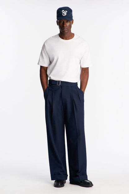 Wide Leg Vanderbilt Gurkha Trouser - Navy