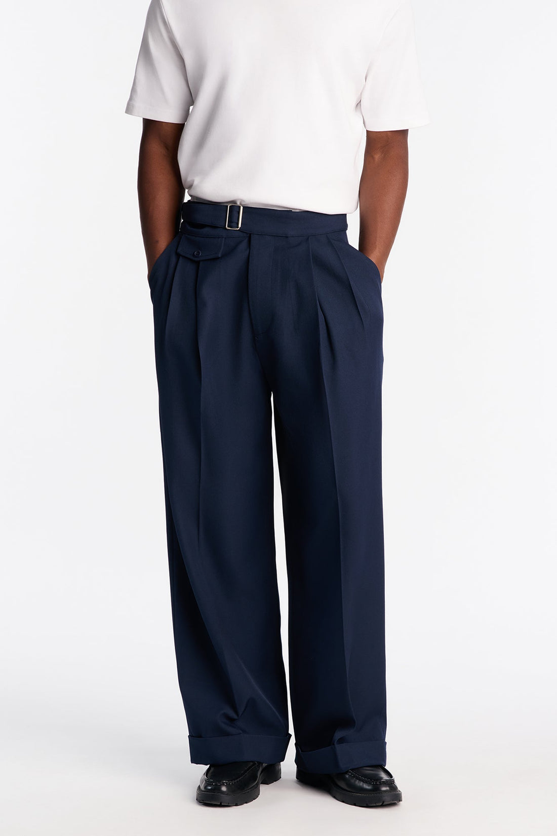Wide Leg Vanderbilt Gurkha Trouser - Navy
