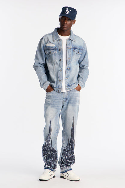 Straight Cathedral Jean - Medium Blue Wash