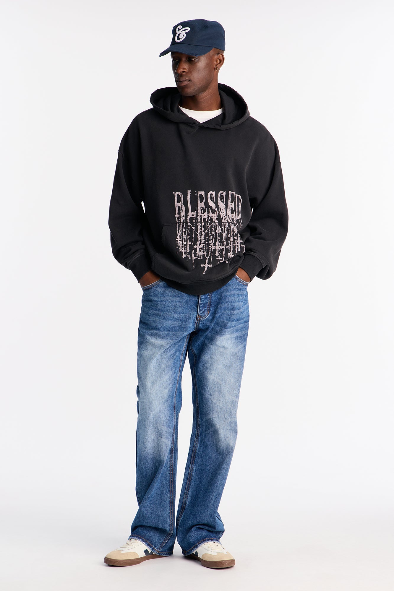 Forever Blessed Oversized Hoodie - Black Wash