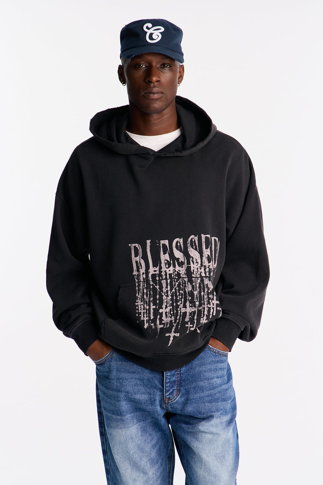 Forever Blessed Oversized Hoodie - Black Wash