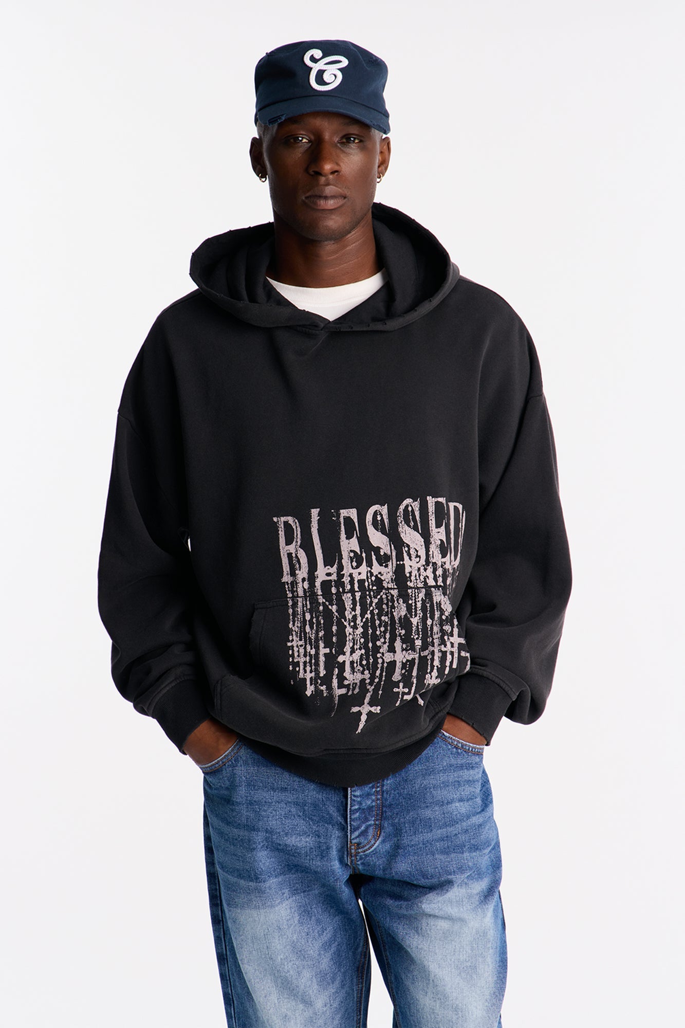 Forever Blessed Oversized Hoodie - Black Wash