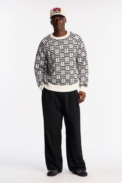 Forward Crewneck Sweater - Black/White
