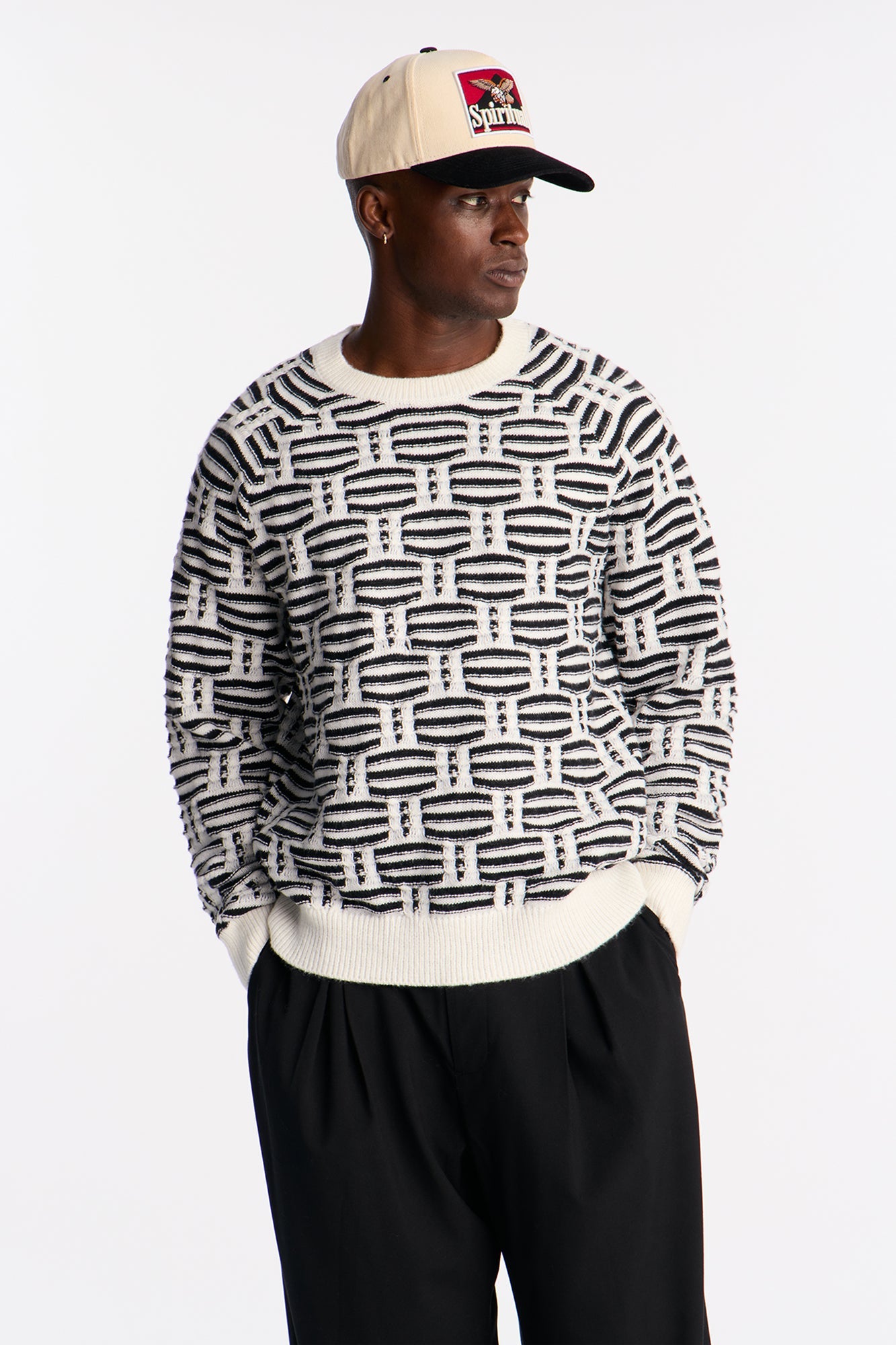 Forward Crewneck Sweater - Black/White