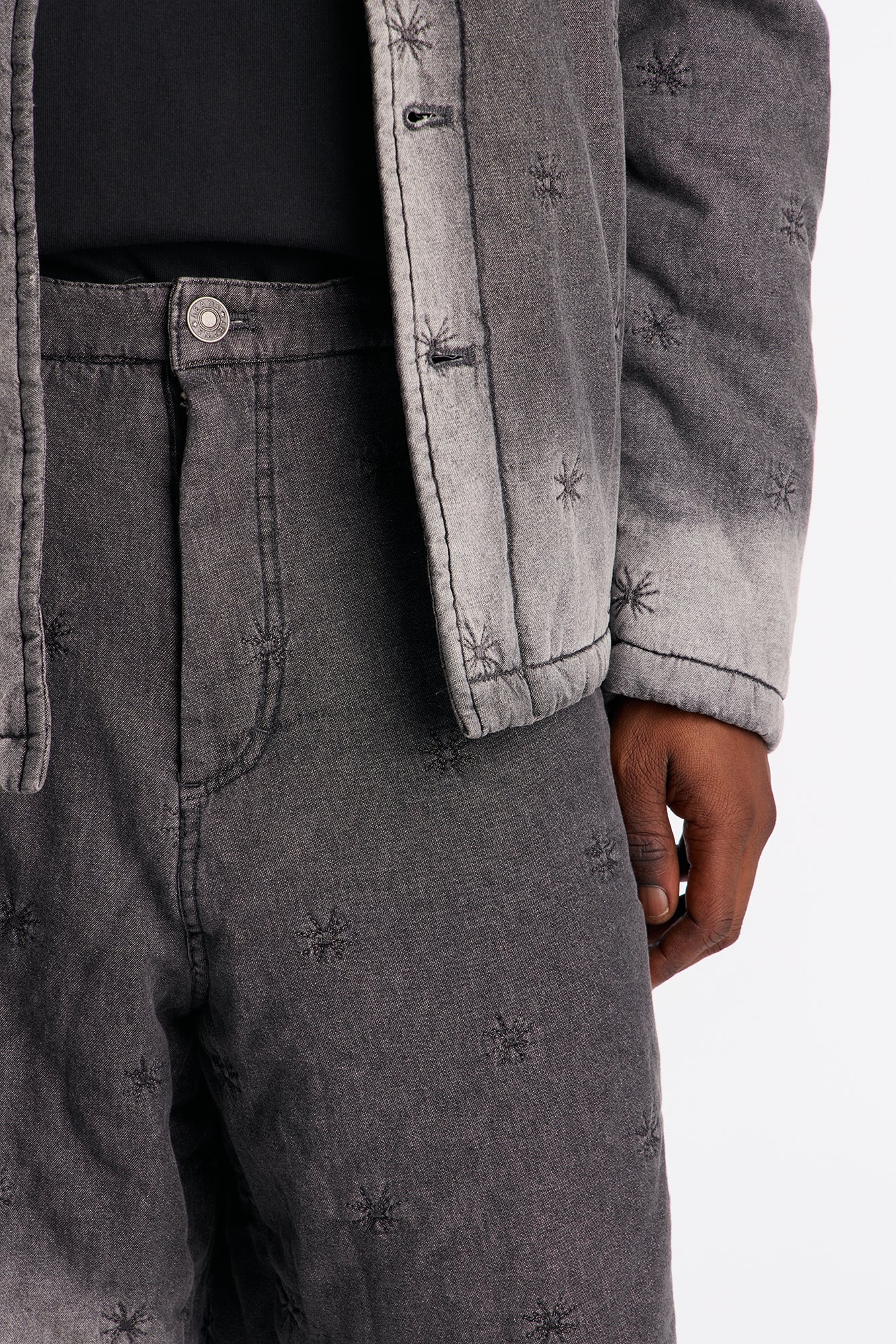 Relaxed Elias Padded Denim Short - Grey