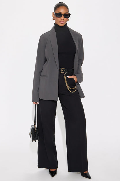 Gemma Open Crepe Blazer - Charcoal