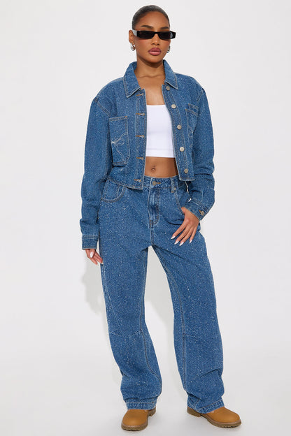 Just A Fling Straight Leg Jeans - Medium Wash