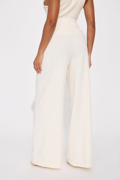 Office Mood Wide Leg Trouser - Cream