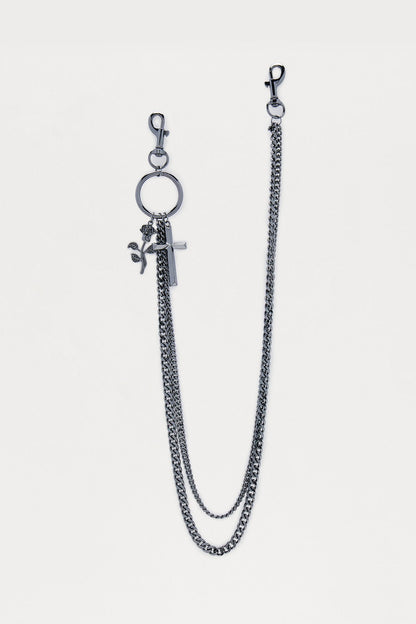Love And Faith Layered Pendant Pant Chain - Gunmetal