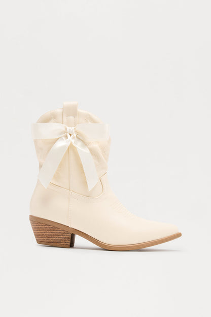 Willa Bow Cowboy Booties - Ivory