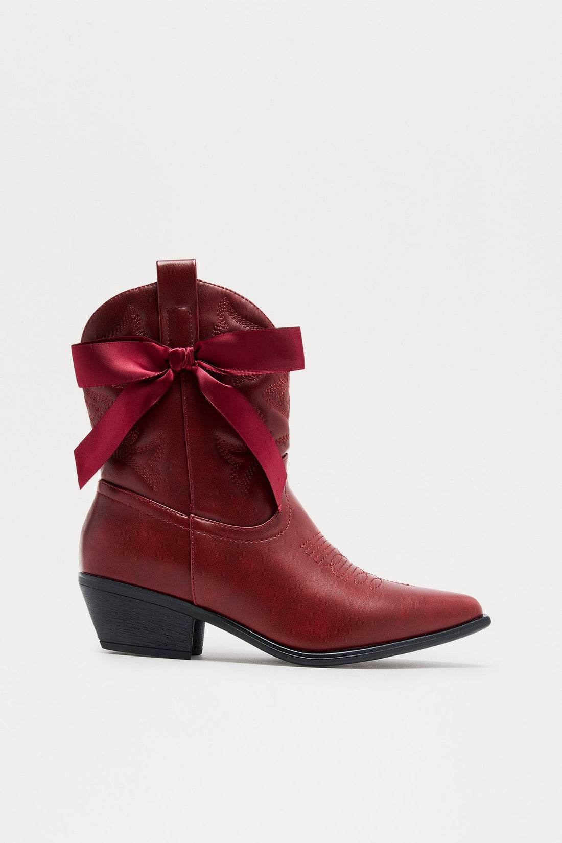 Willa Bow Cowboy Booties - Wine
