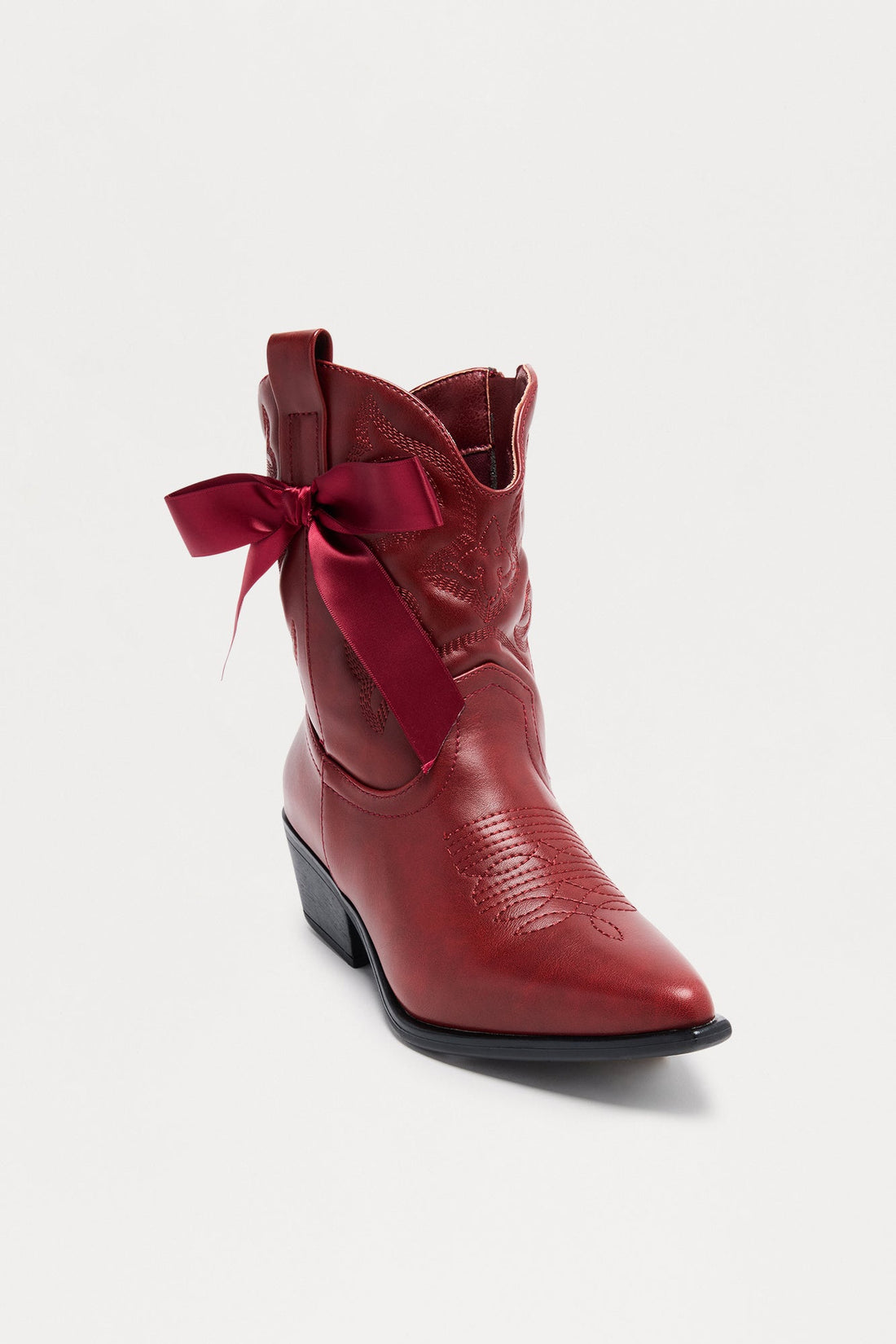 Willa Bow Cowboy Booties - Wine