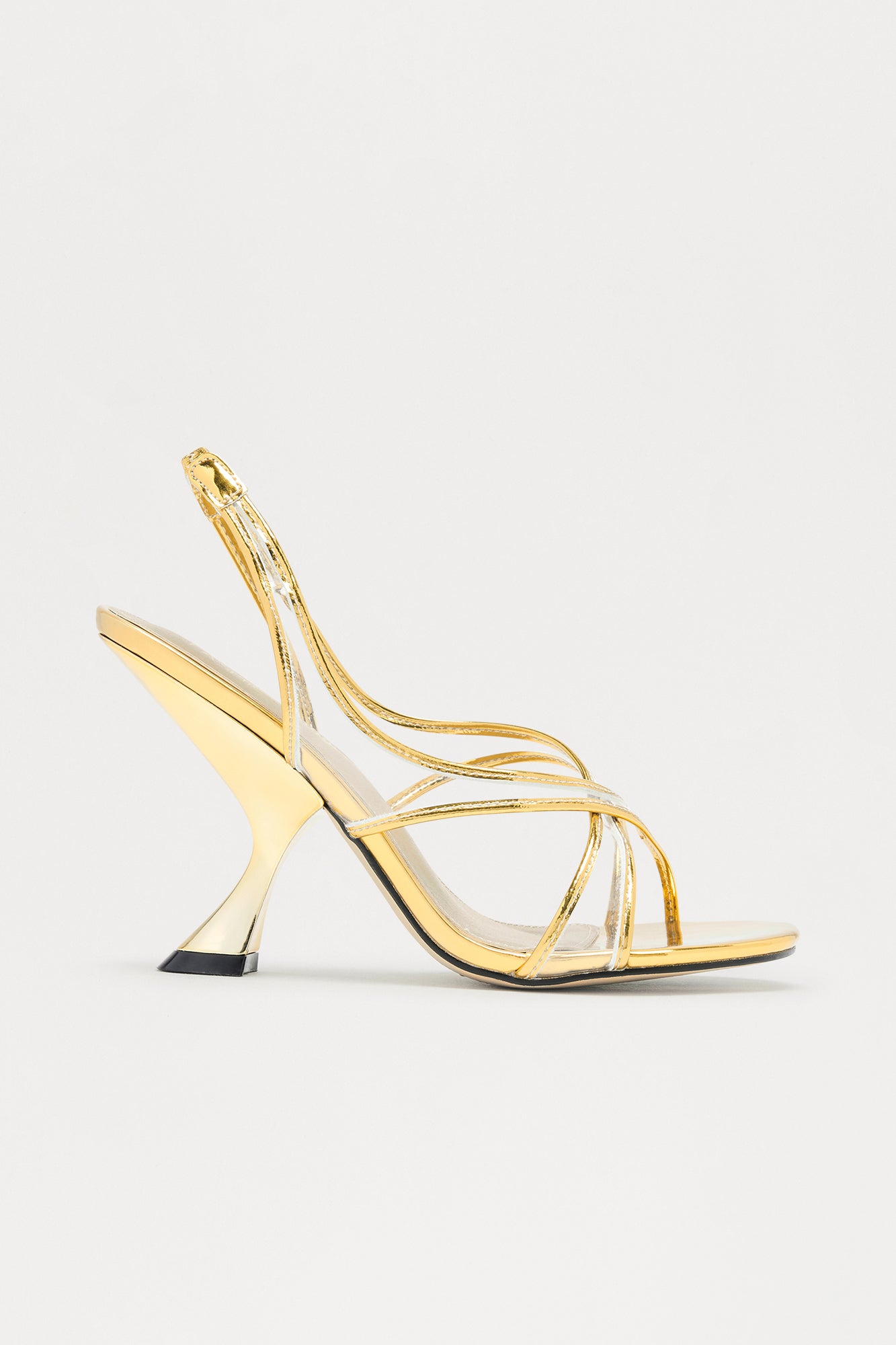 Calla Faux Patent Slingback Heels - Gold