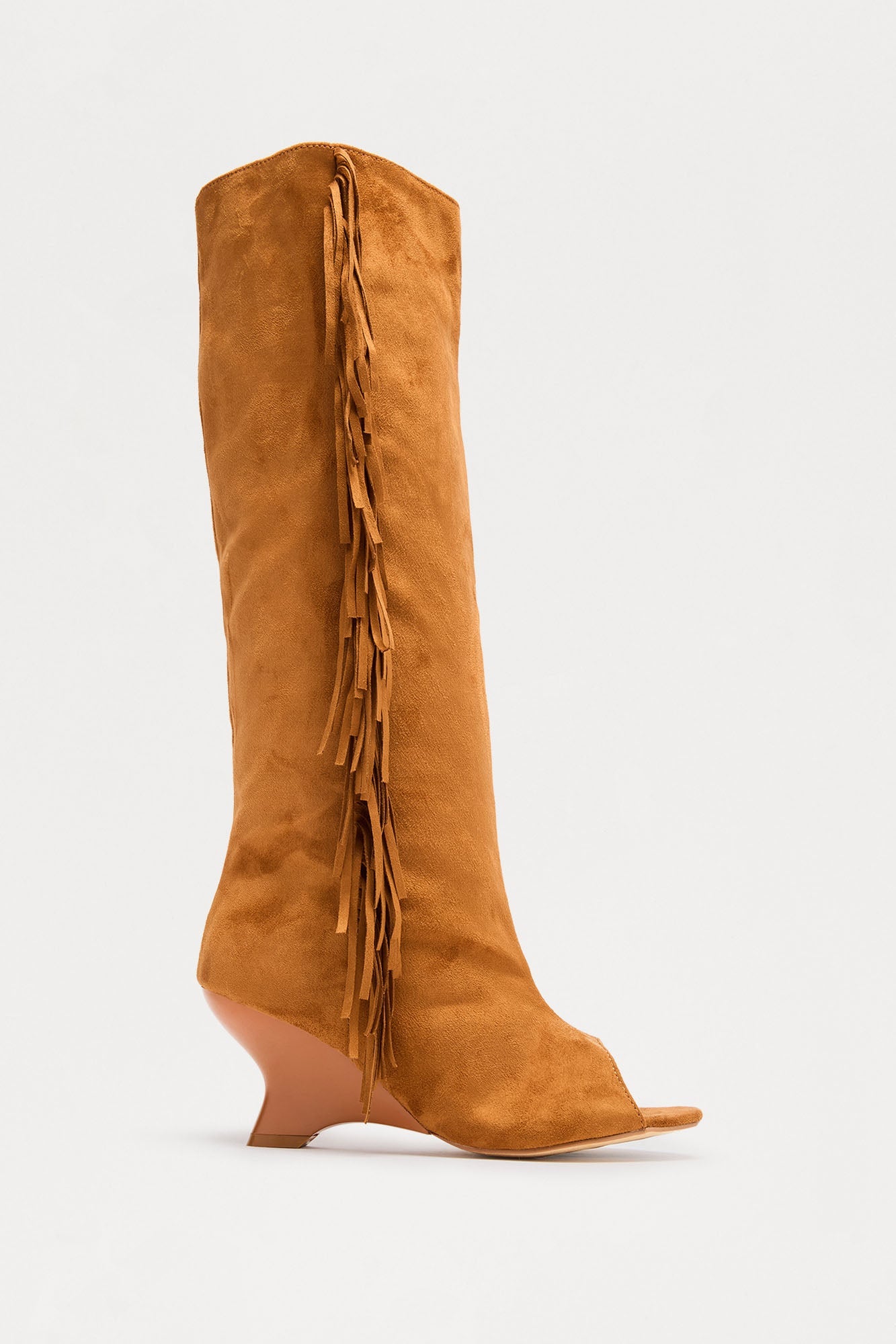 Wallace Tassel Wedge Boots - Chestnut