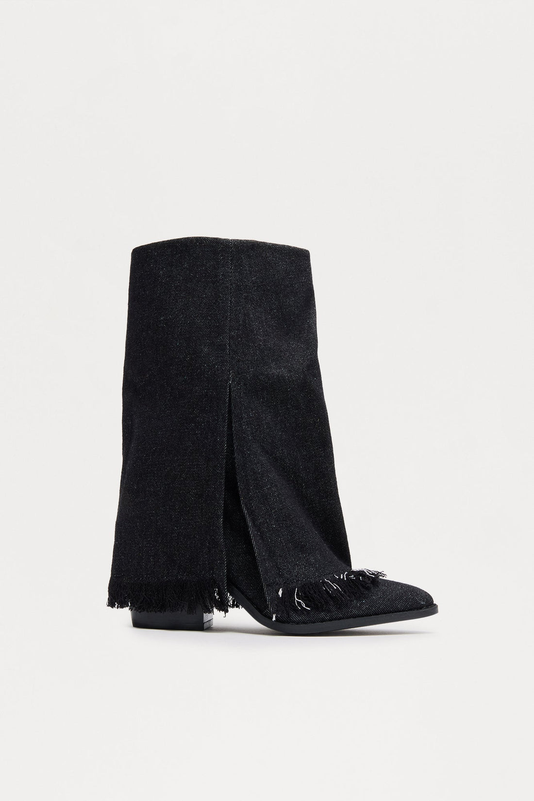 Laura Denim Overlay Boots - Black