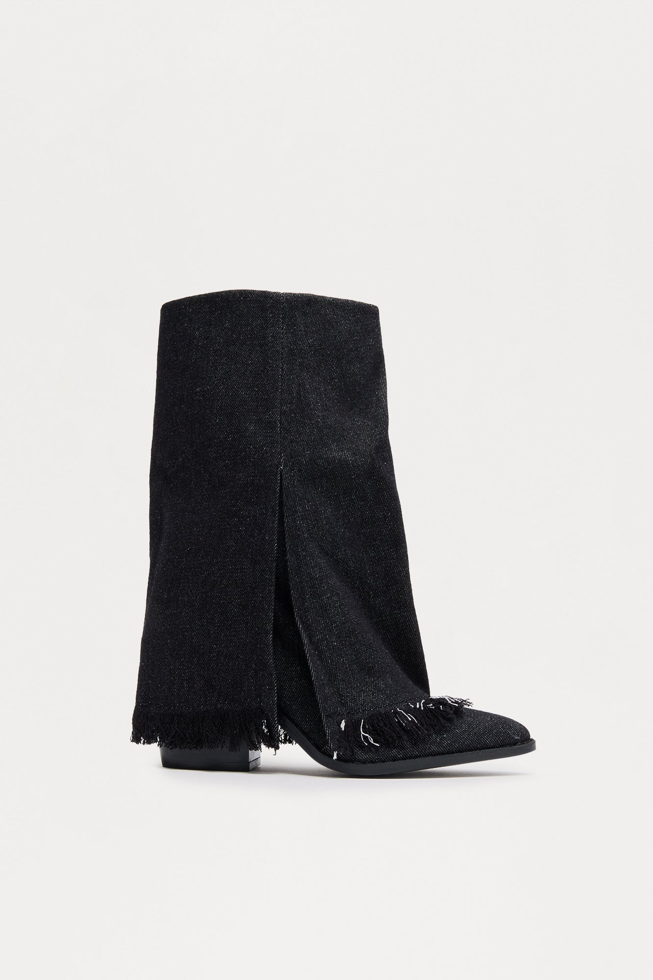 Laura Denim Overlay Boots - Black