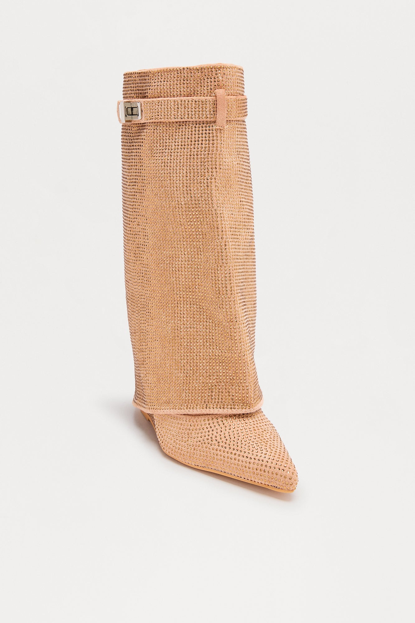 Bronte Embellished Overlay Boots - Champagne