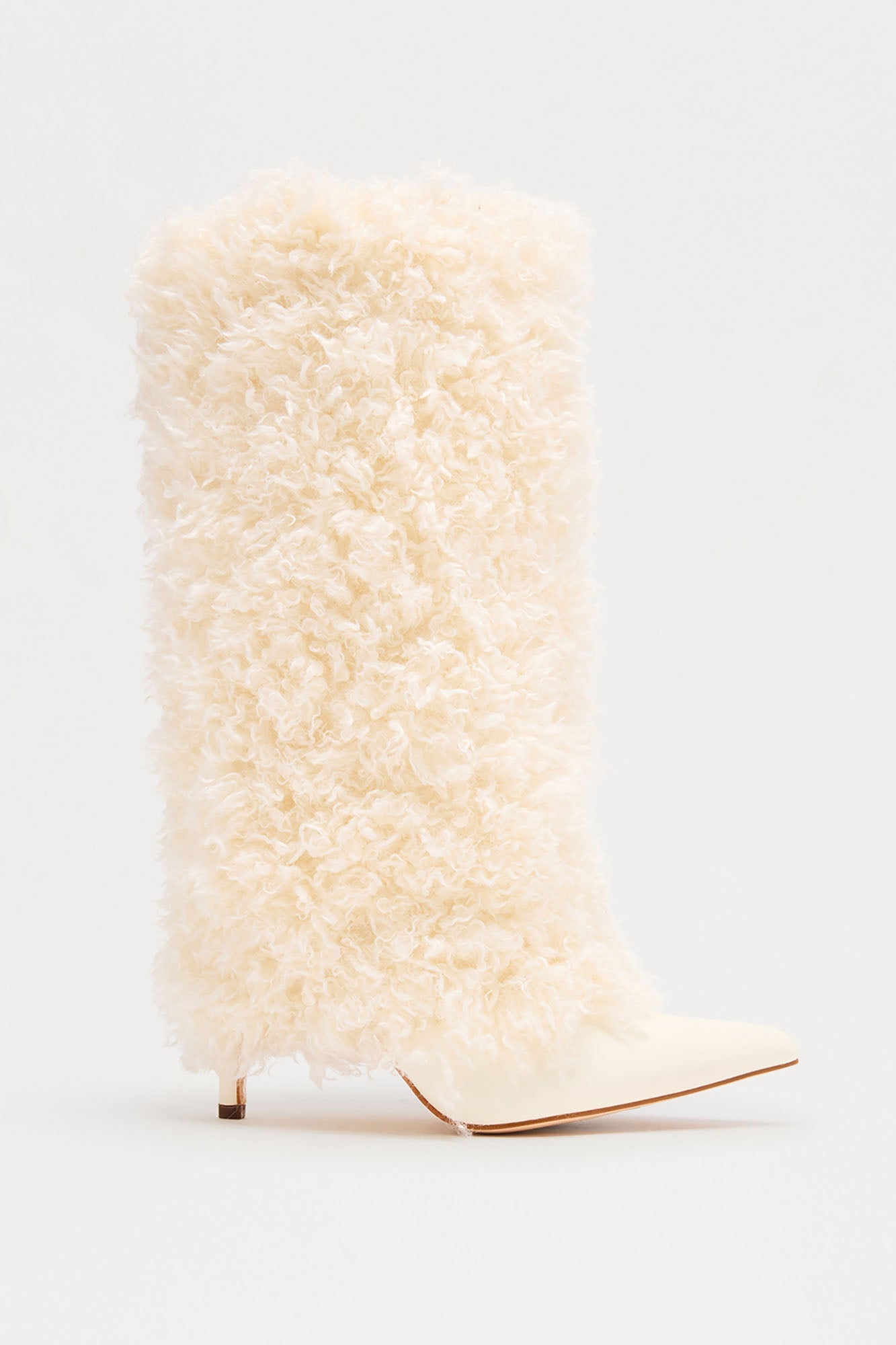 Winter Faux Fur Overlay Boots - Cream