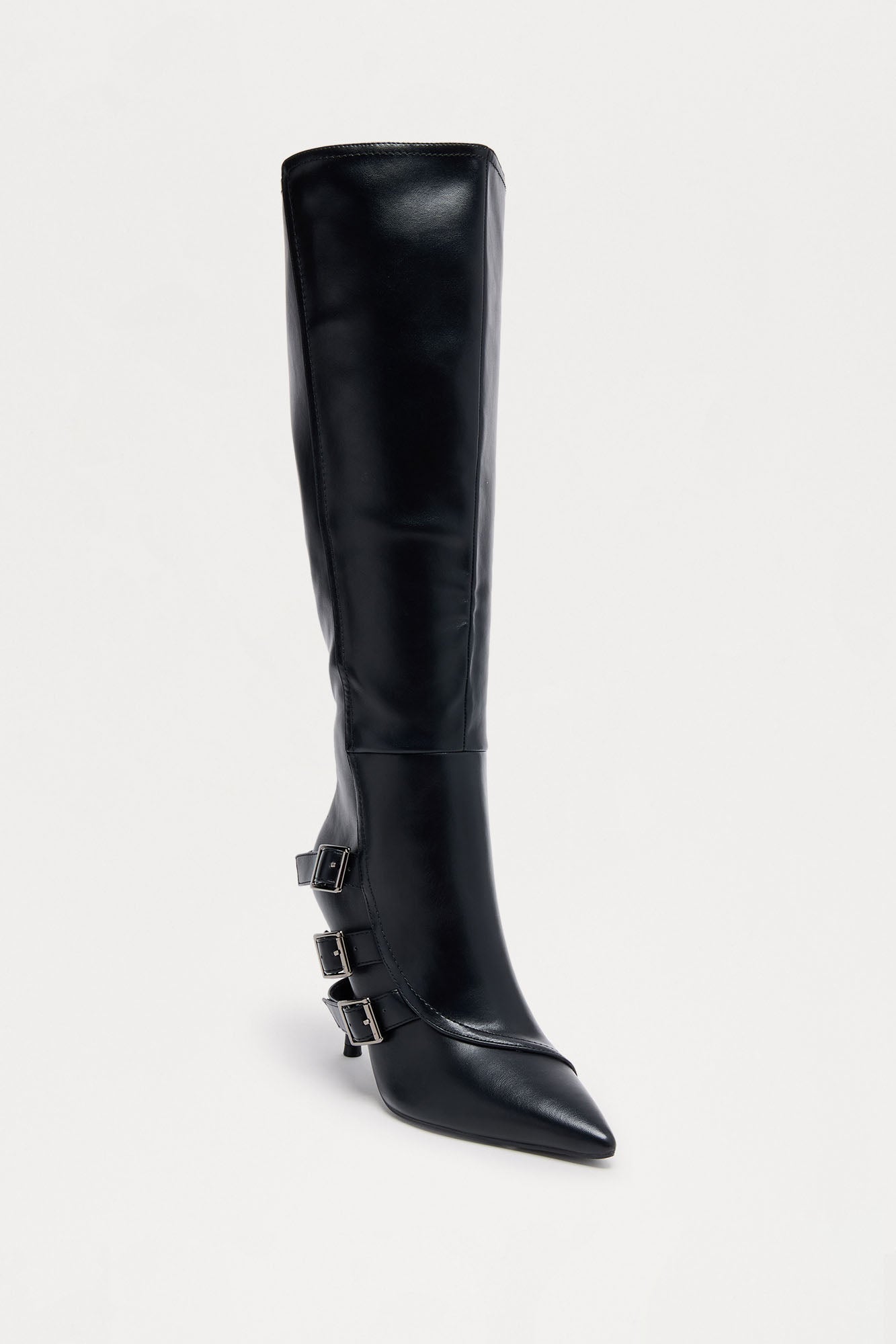 Jaidee Buckle Faux Leather Boots - Black