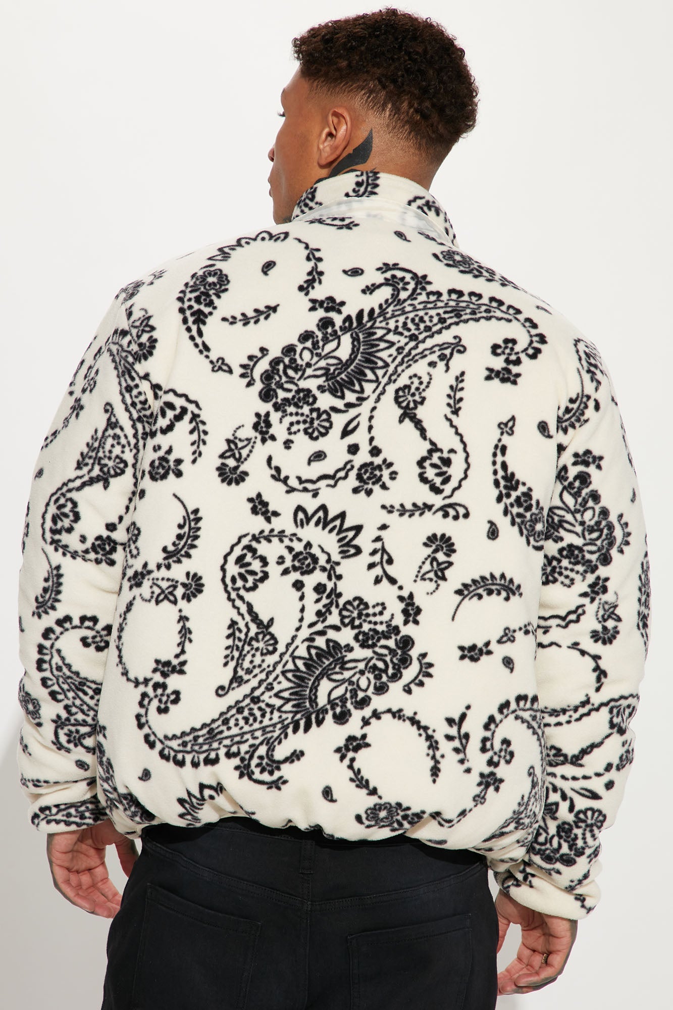 Going Up Paisley Printed Fleece Jacket - Cream/combo
