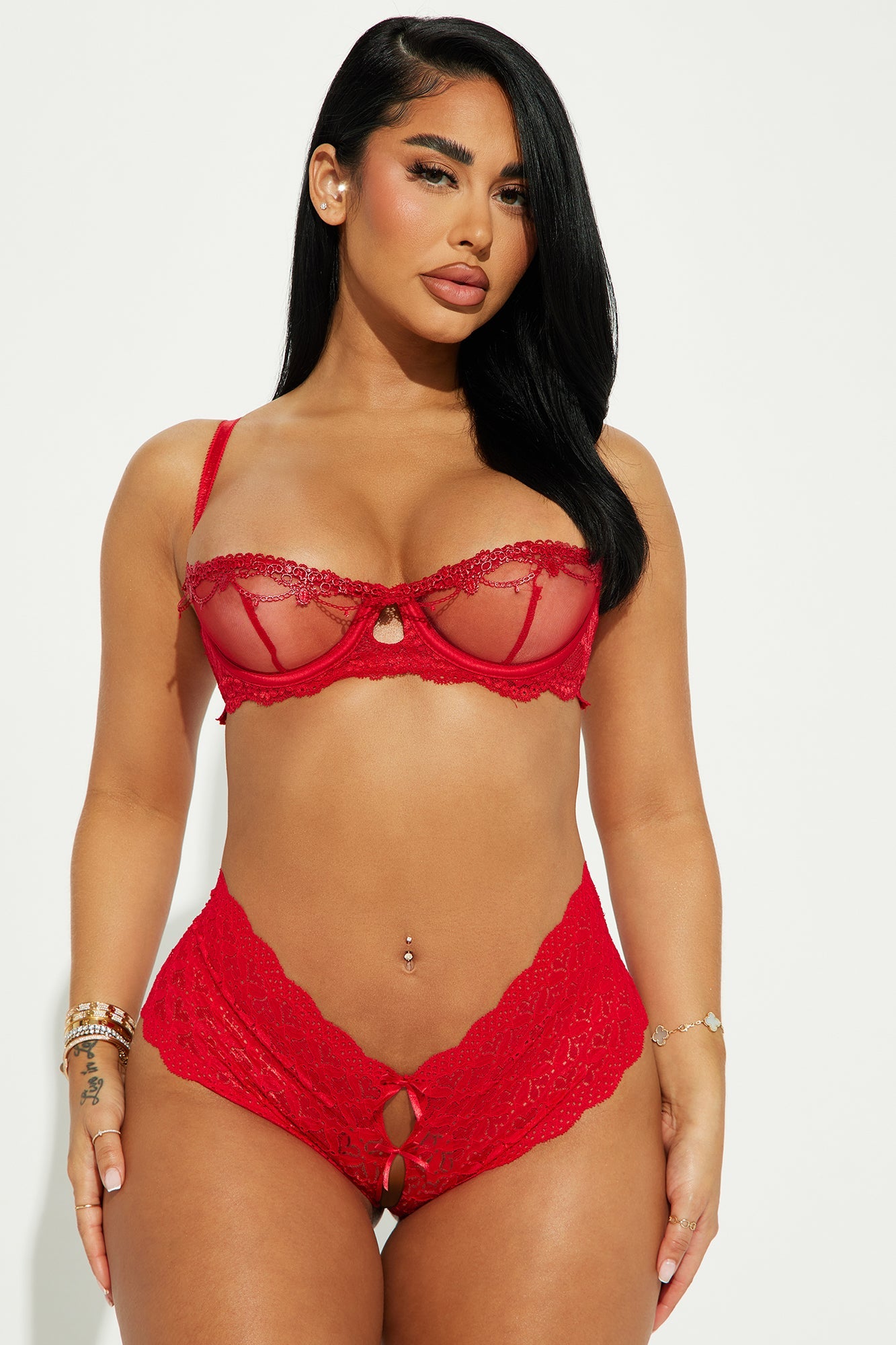 Secret Love Affair Crotchless Panty - Red