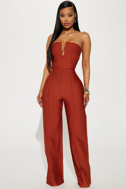 Someone To You Bandage Jumpsuit - Copper