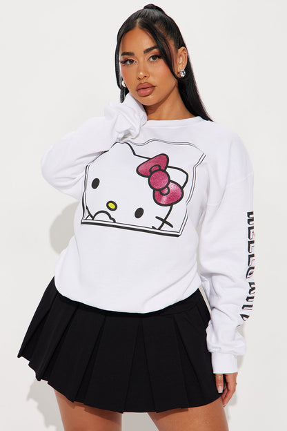 Hello Kitty Glitter Crew Neck Sweatshirt - White