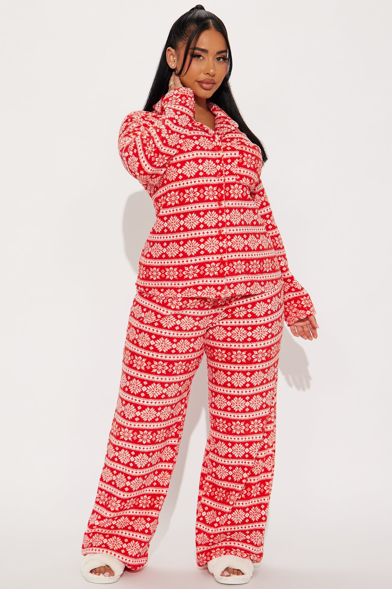Cozy Snowflakes PJ Pant Set - Red/White
