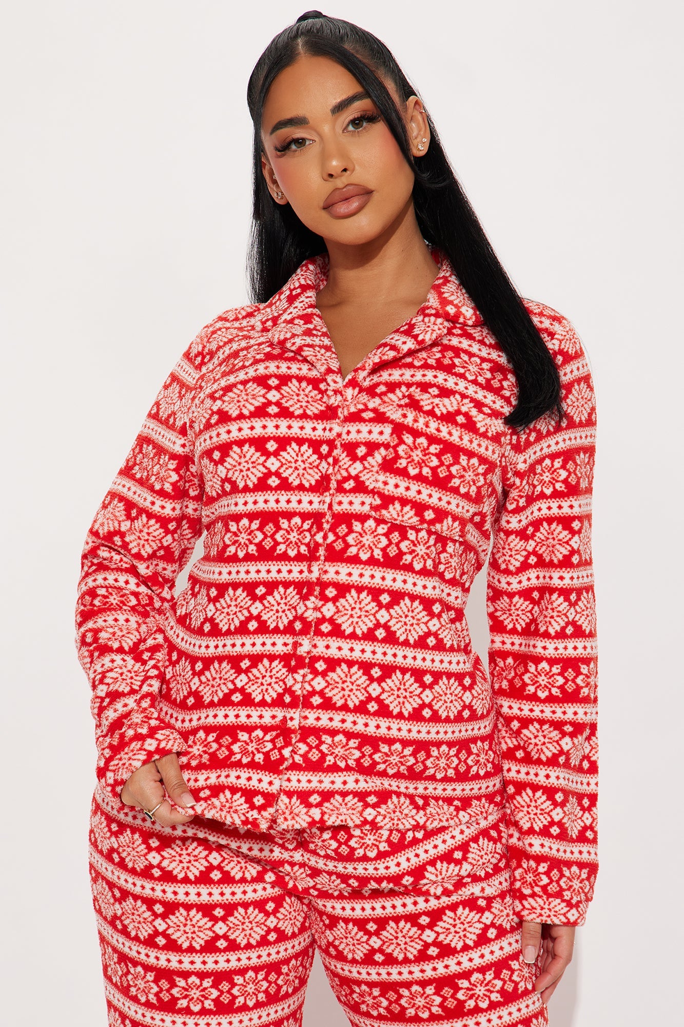 Cozy Snowflakes PJ Pant Set - Red/White