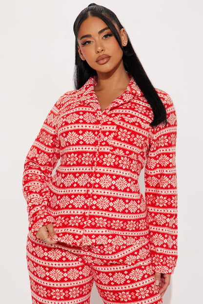 Cozy Snowflakes PJ Pant Set - Red/White