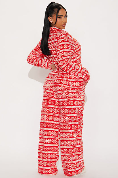 Cozy Snowflakes PJ Pant Set - Red/White