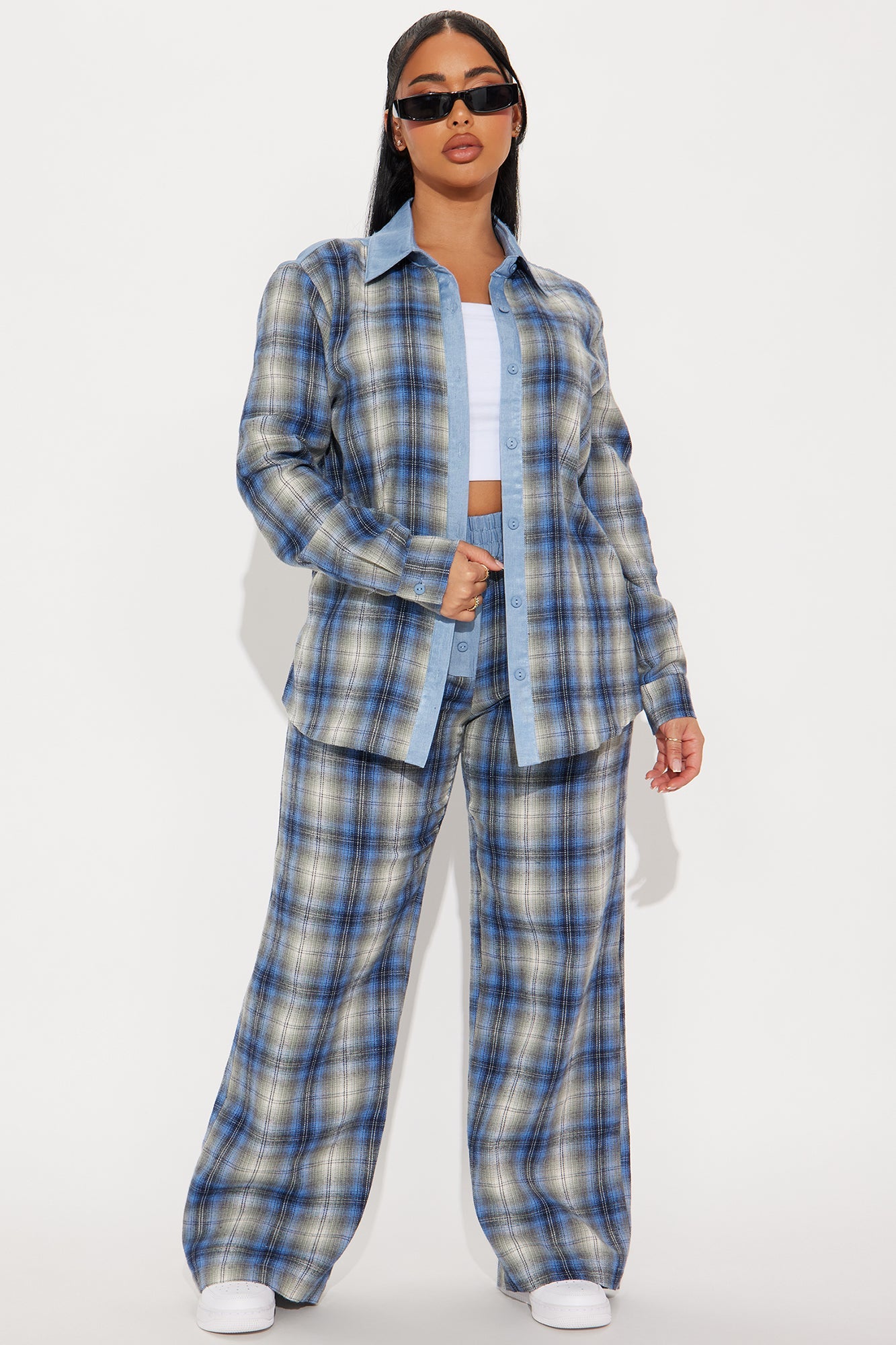 In the Mix Flannel Boxer Pant Set - Blue/combo