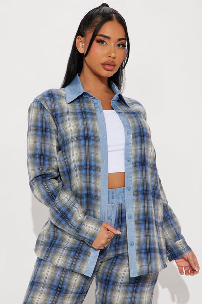 In the Mix Flannel Boxer Pant Set - Blue/combo