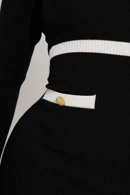 Mimi Sweater Midi Dress - Black/White