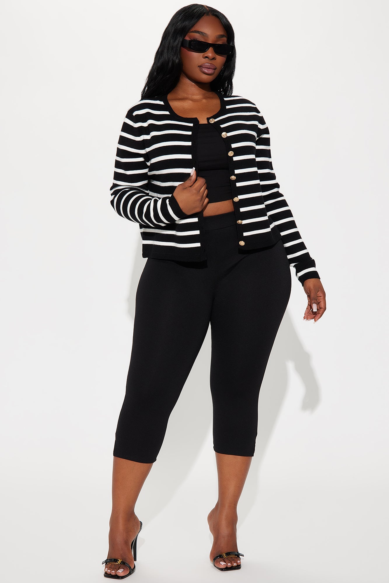 Elevated Chic Striped Cardigan - Black/White