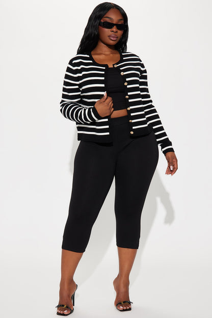 Elevated Chic Striped Cardigan - Black/White