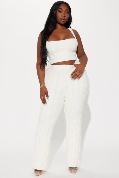 Good Mood 3 Piece Cozy Pant Set - Cream