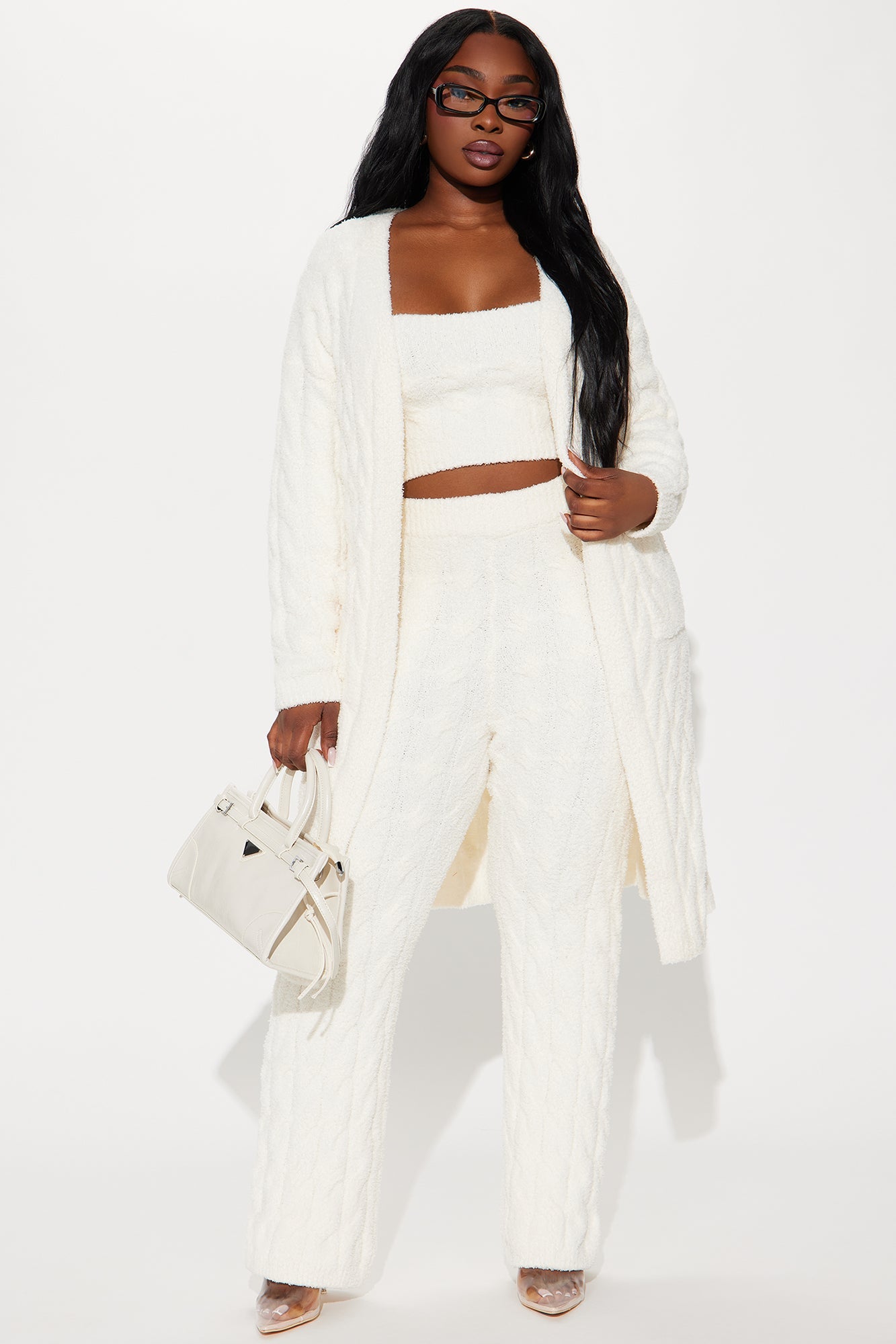 Good Mood 3 Piece Cozy Pant Set - Cream