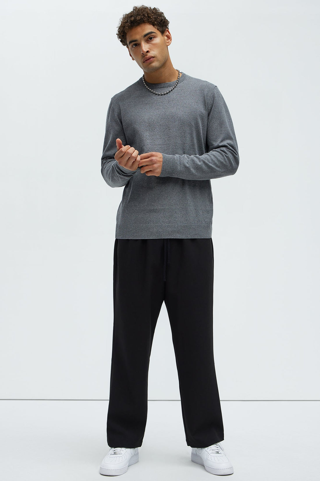 Cozy and Cool Crewneck Sweater - Heather Grey