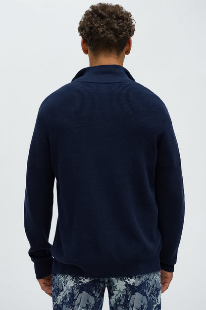 Shawn Quarter Zip Sweater - Navy