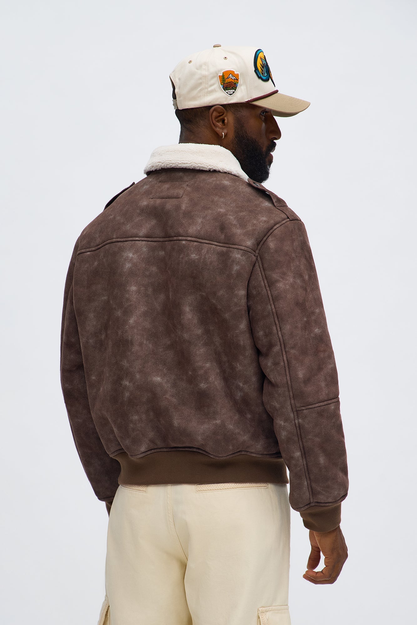 Sherpa Collared Aviator Jacket - Brown