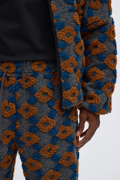 Straight Floral Sherpa Pant - Grey