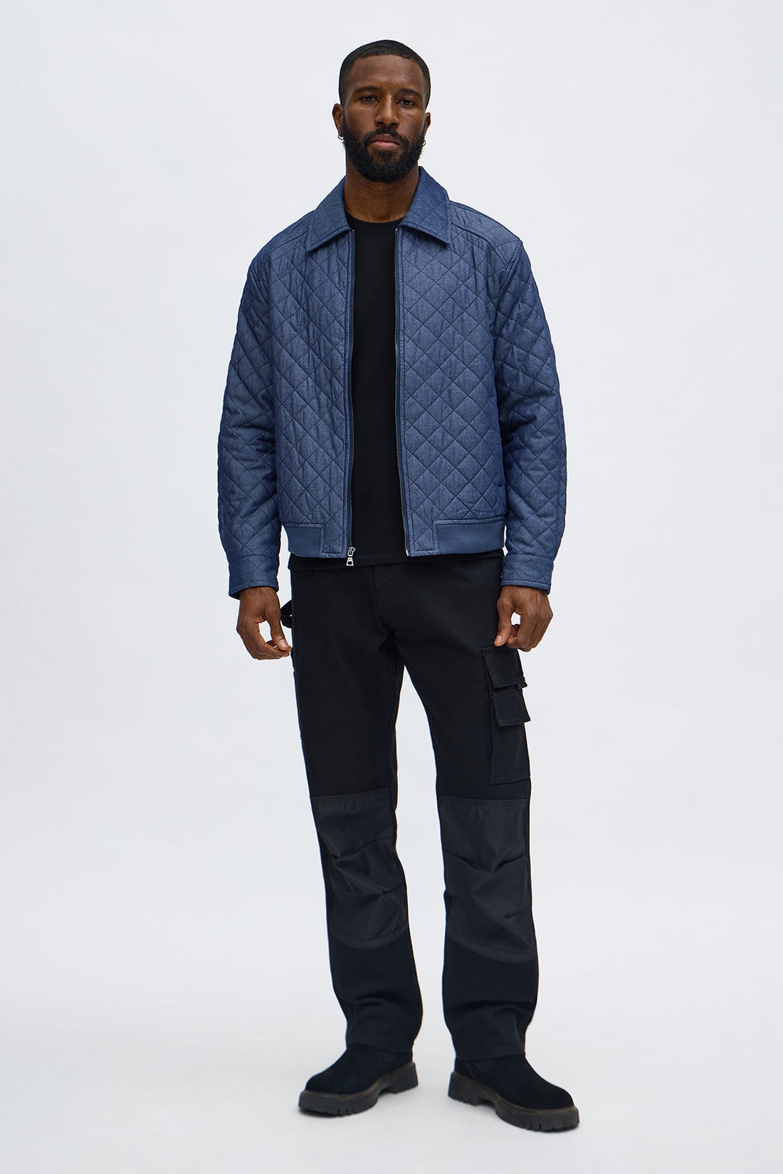 Relaxed Quilted Work Jacket - Blue