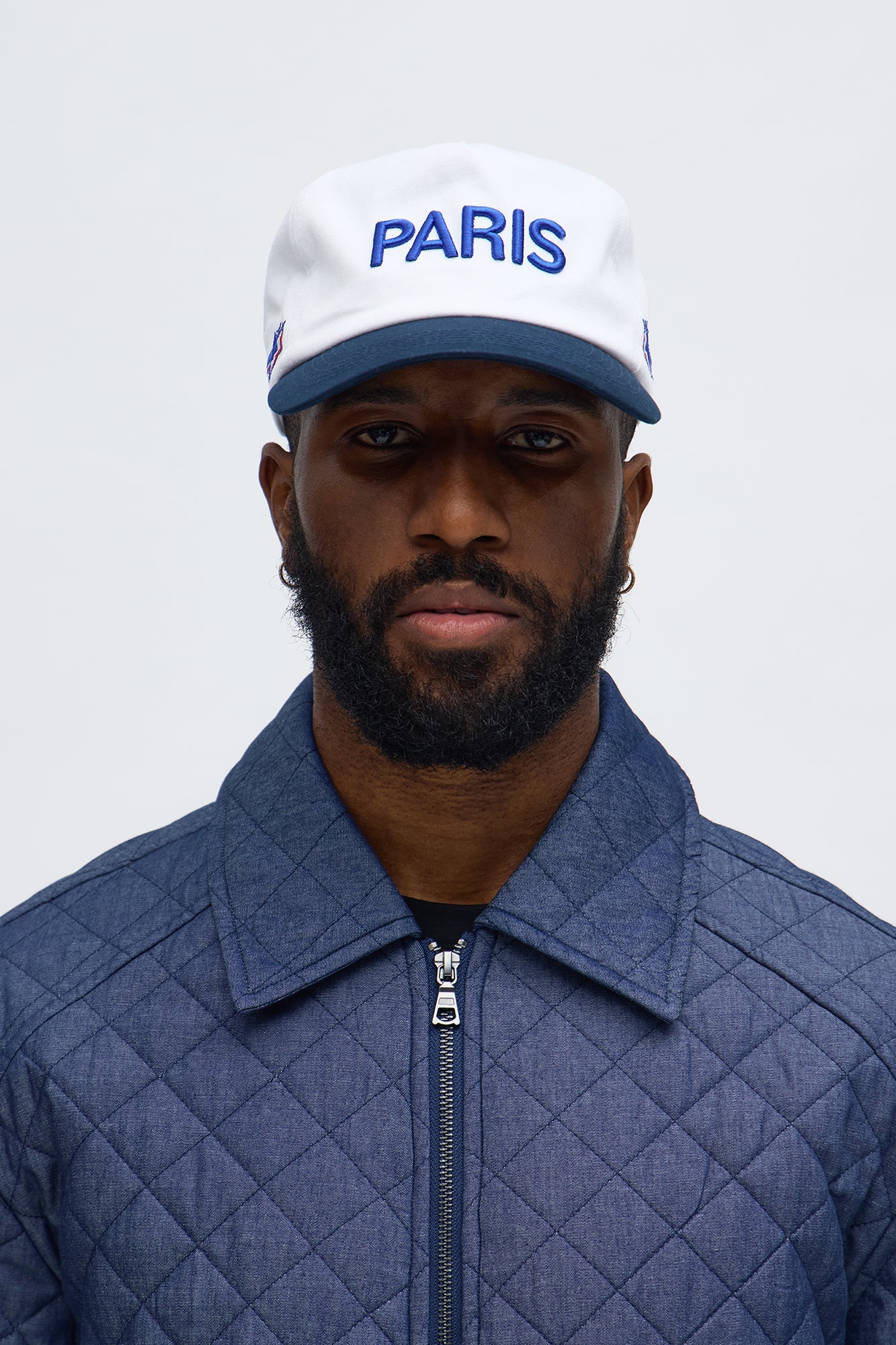Paris Cotton Twill Unstructured Snapback Hat - White/combo
